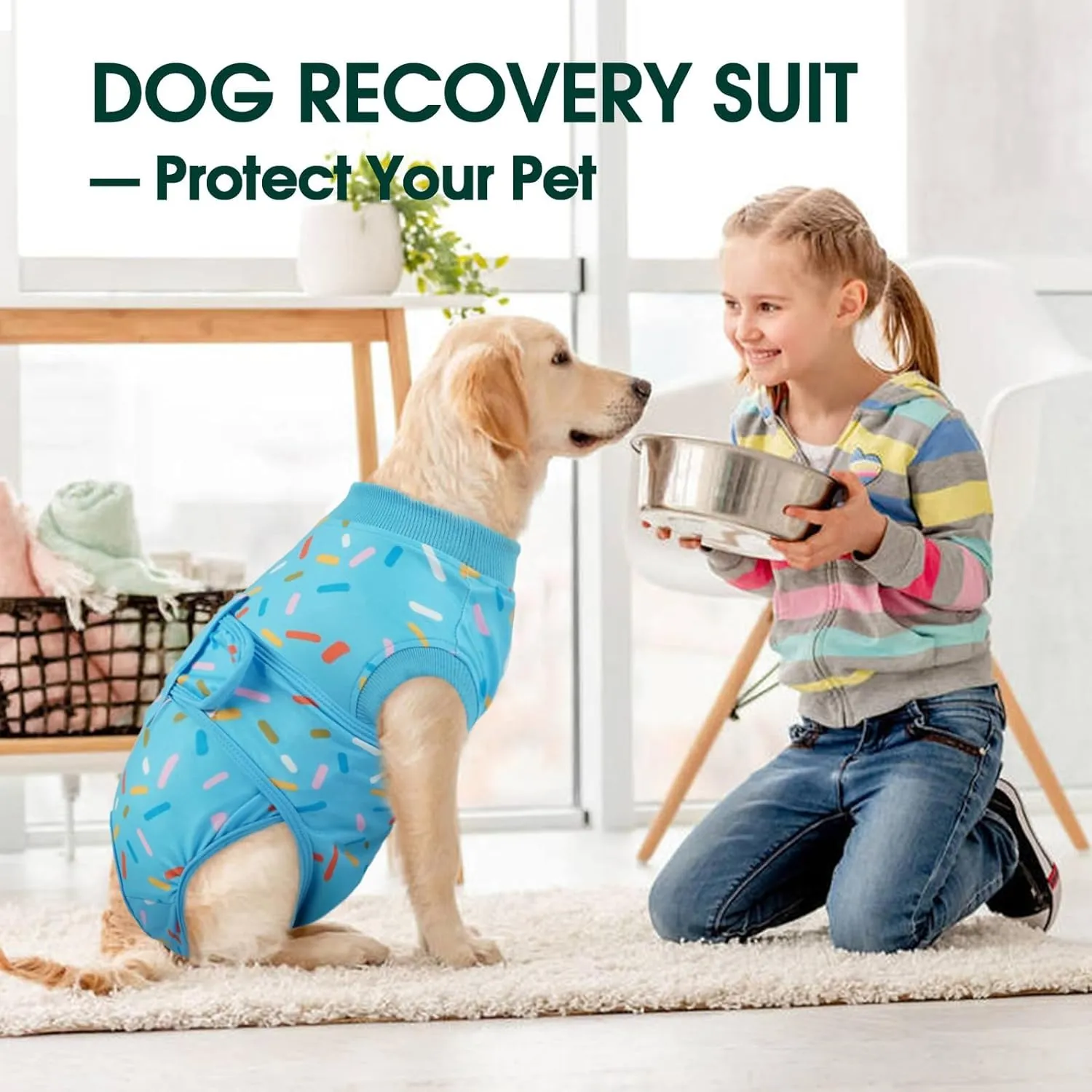 Kuoser Dog Recovery Suit for Post-Surgery Care, Spay Neuter Bodysuit for Female & Male Dogs, Anti-Licking Surgical Onesie, Snug Fit for Abdominal Wound Protection & Skin Healing, Blue S