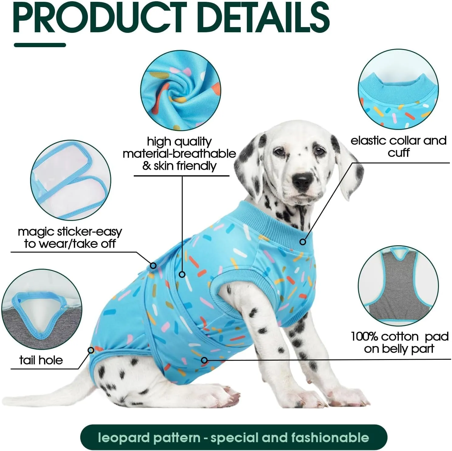 Kuoser Dog Recovery Suit for Post-Surgery Care, Spay Neuter Bodysuit for Female & Male Dogs, Anti-Licking Surgical Onesie, Snug Fit for Abdominal Wound Protection & Skin Healing, Blue S