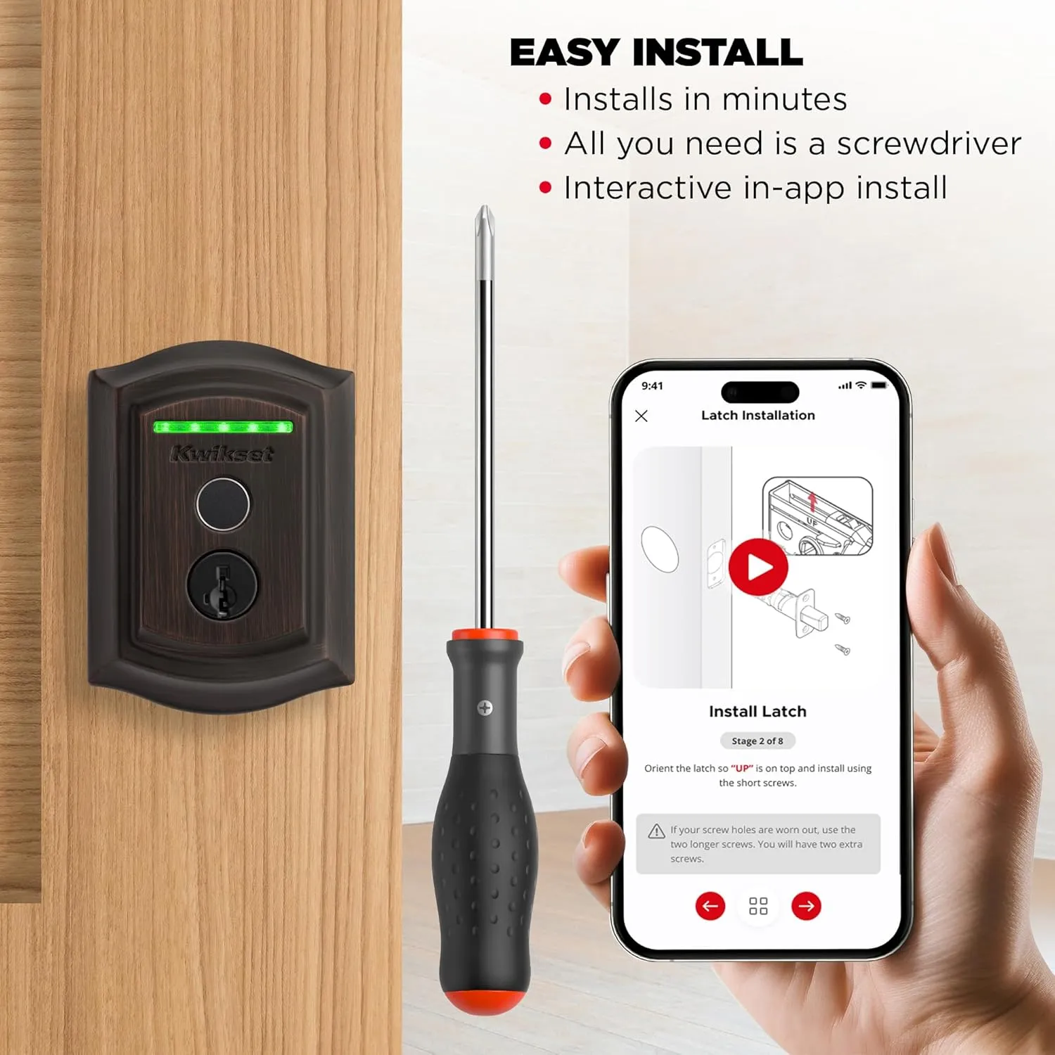 Kwikset Halo Touch Fingerprint Wi-Fi Smart Lock, Keyless Entry Door Low Profile Deadbolt, Geofence Auto-Unlock, Grade AAA Certified, No Hub Easy Install, Venetian Bronze Lifetime Finish Warranty, Arch