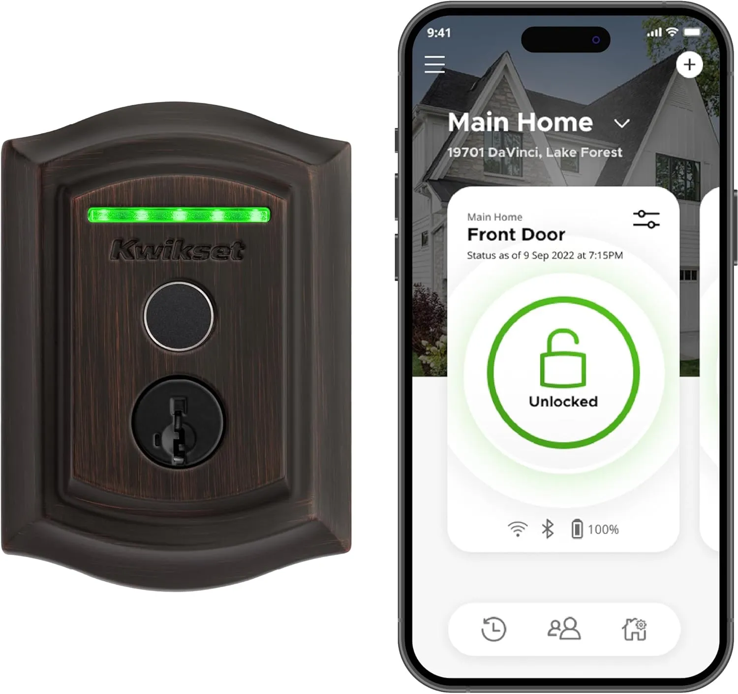 Kwikset Halo Touch Fingerprint Wi-Fi Smart Lock, Keyless Entry Door Low Profile Deadbolt, Geofence Auto-Unlock, Grade AAA Certified, No Hub Easy Install, Venetian Bronze Lifetime Finish Warranty, Arch