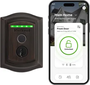 Kwikset Halo Touch Fingerprint Wi-Fi Smart Lock, Keyless Entry Door Low Profile Deadbolt, Geofence Auto-Unlock, Grade AAA Certified, No Hub Easy Install, Venetian Bronze Lifetime Finish Warranty, Arch
