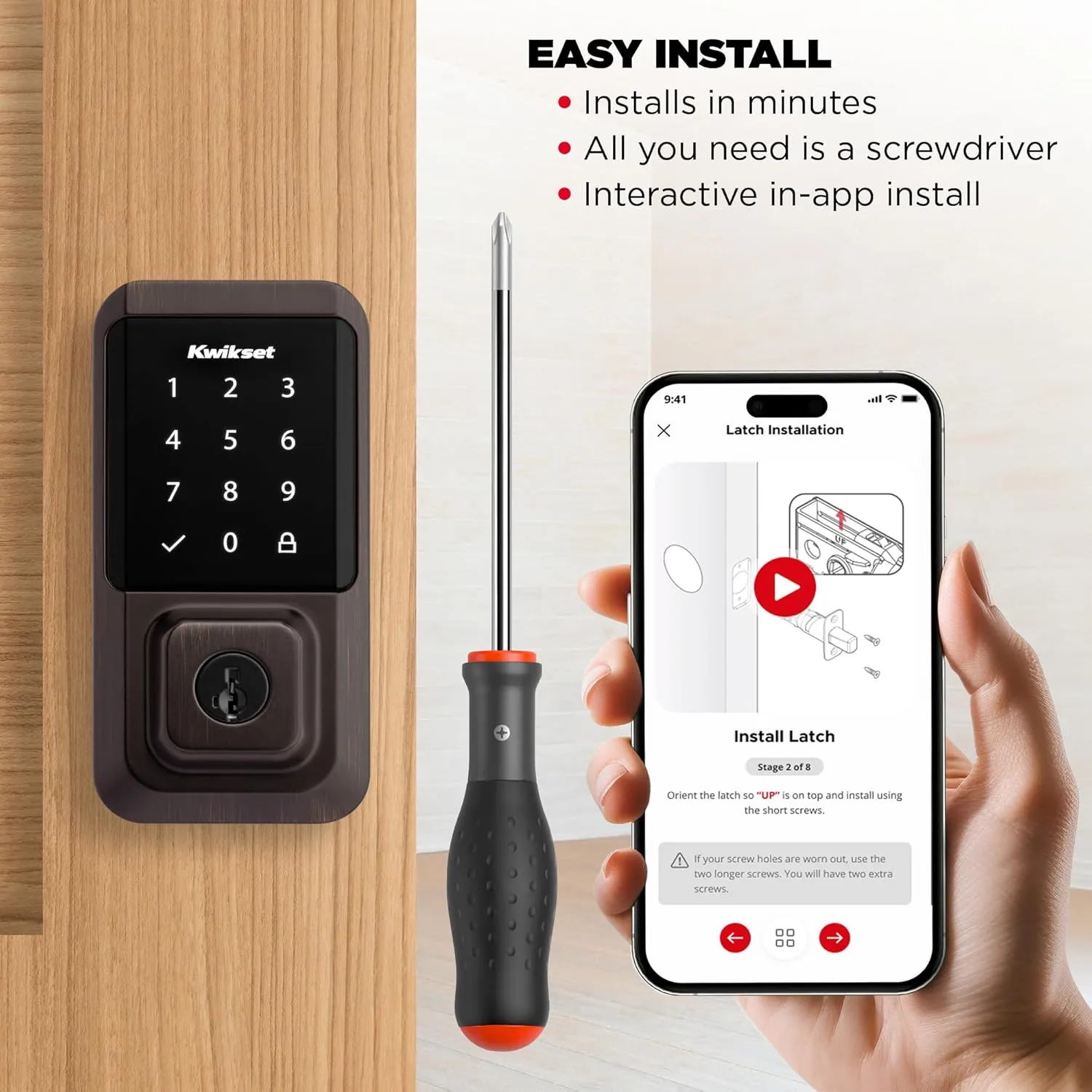Kwikset Halo Wi-Fi Smart Lock, Keyless Entry Front Door Touchscreen Deadbolt, App Control, Grade AAA Certified, Easy Install No Hub, Venetian Bronze Finish, Digital Remote Lock