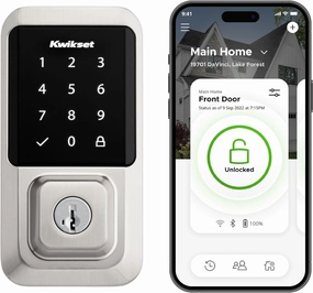 Kwikset Halo Wi-Fi Smart Lock, Keyless Entry Door Deadbolt, Geofence Auto-Unlock, Grade AAA Certified, No Hub Easy Install, Satin Nickel Lifetime Finish Warranty, Touchscreen