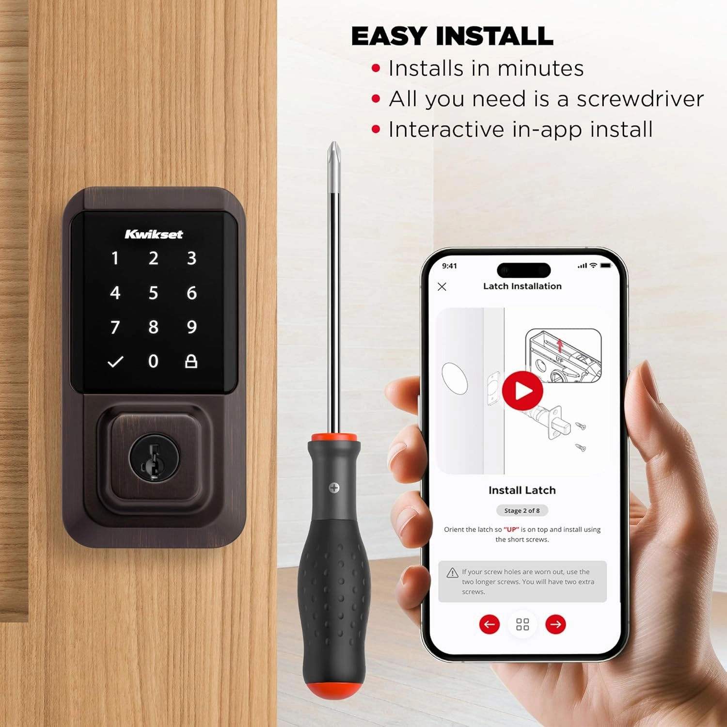 Kwikset Halo Wi-Fi Smart Lock, Keyless Entry Front Door Touchscreen Deadbolt, App Control, Grade AAA Certified, Easy Install No Hub, Venetian Bronze Finish, Digital Remote Lock
