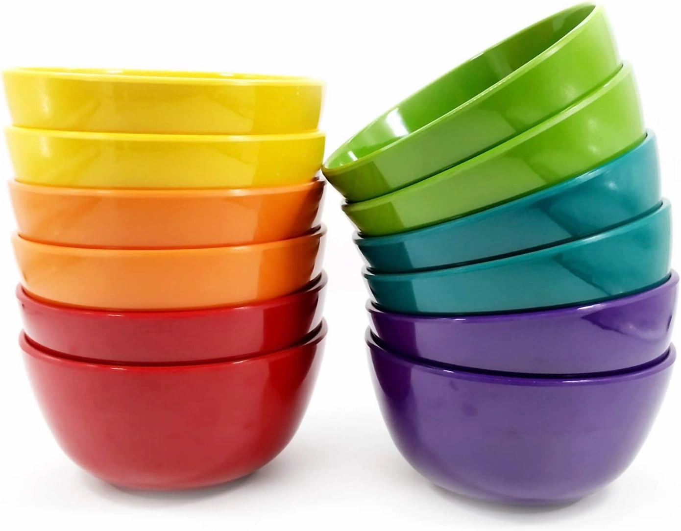 KX-WARE Melamine Bowls set - 28oz 6inch 100% Melamine Cereal/Soup/Salad Bowls, Set of 12 in 6 Assorted Colors | Shatter-Proof and Chip-Resistant Dishwasher Safe, BPA Free