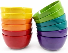 KX-WARE Melamine Bowls set - 28oz 6inch 100% Melamine Cereal/Soup/Salad Bowls, Set of 12 in 6 Assorted Colors | Shatter-Proof and Chip-Resistant Dishwasher Safe, BPA Free