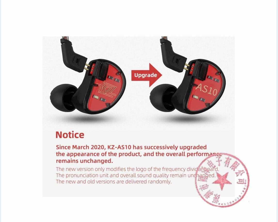 KZ AS10 Pure 5 Balanced Armature 5BA Earphone, Musician in Ear Monitor Headphone High Fidelity HiFi Headset (with Microphone, Black)…