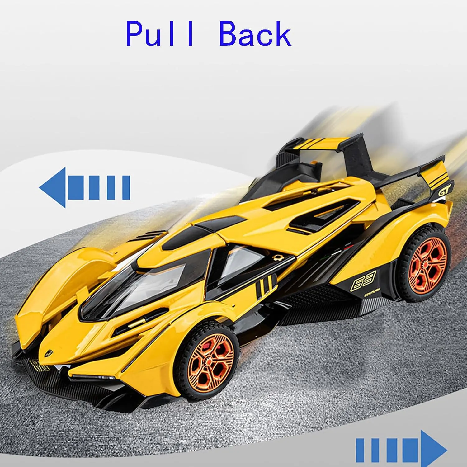 Lambo V12 Race Car Diecast Model with Sound and Light, Pull Back Toy for 3  Year Old Boys and Kids