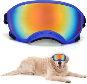 Large Dog Sunglasses Dog Goggles Pet Glasses Pet Eyewear with Adjustable Strap,Glasses for Medium Large Dog Swimming Skating Glasses UV Proof Windproof Dustproof