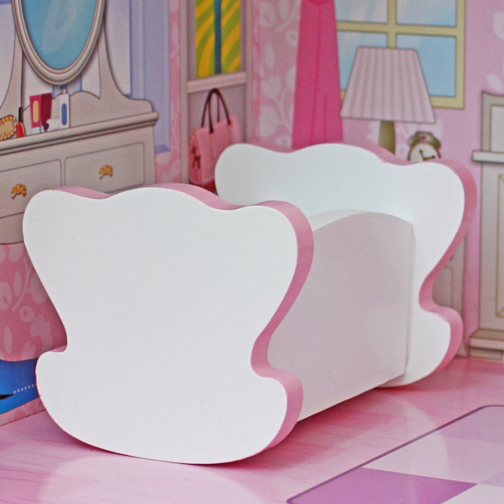 Large Children's Wooden Dollhouse Kid House Play Pink with Furniture **