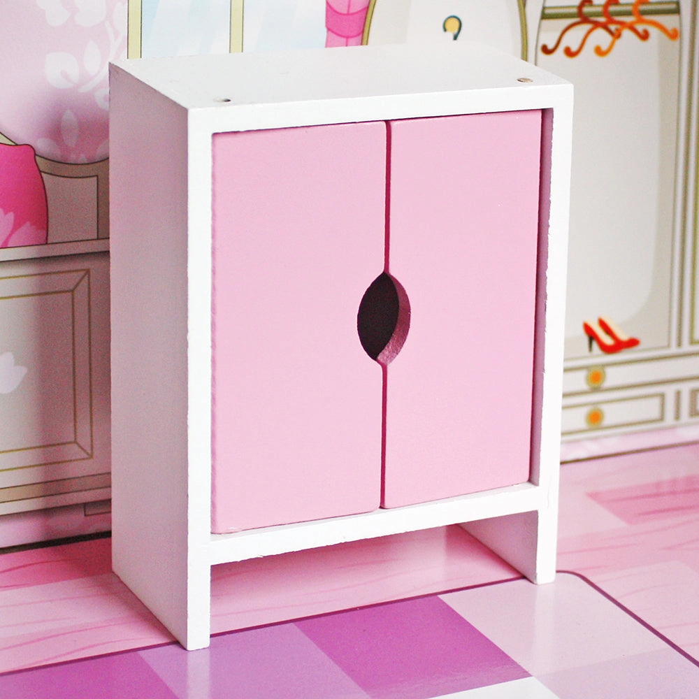 Large Children's Wooden Dollhouse Kid House Play Pink with Furniture **