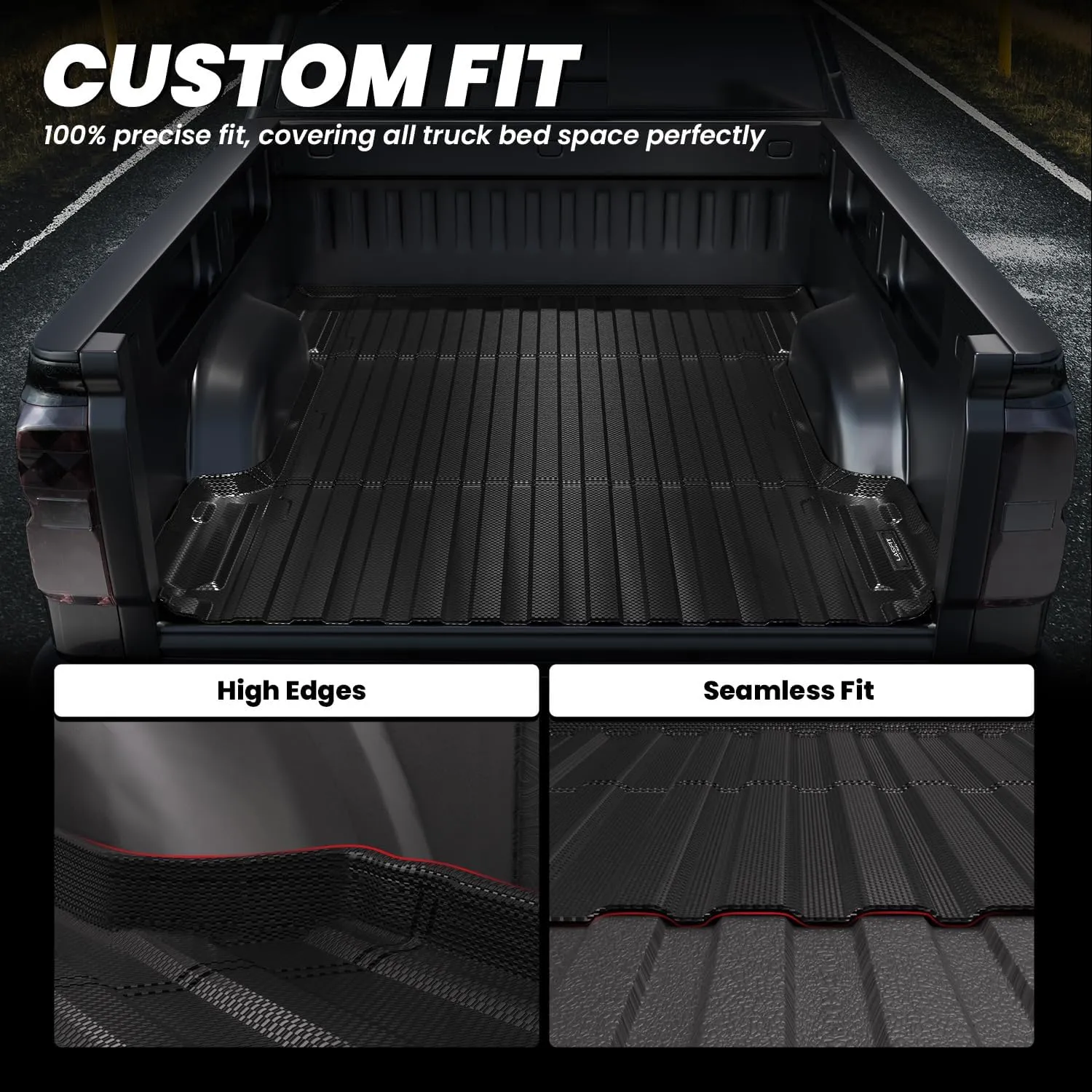 LASFIT Bed Mat (Fit 6.5FT, 78.8" Bed, Not Fit 5.8 FT/8.1FT Bed) for Chevrolet Silverado/GMC Sierra 1500 2007-2018 (2007 New Body Only) & SLV/SRA 2500HD 2007-2019 (2007 New Body Only)& 3500HD 2011-2019