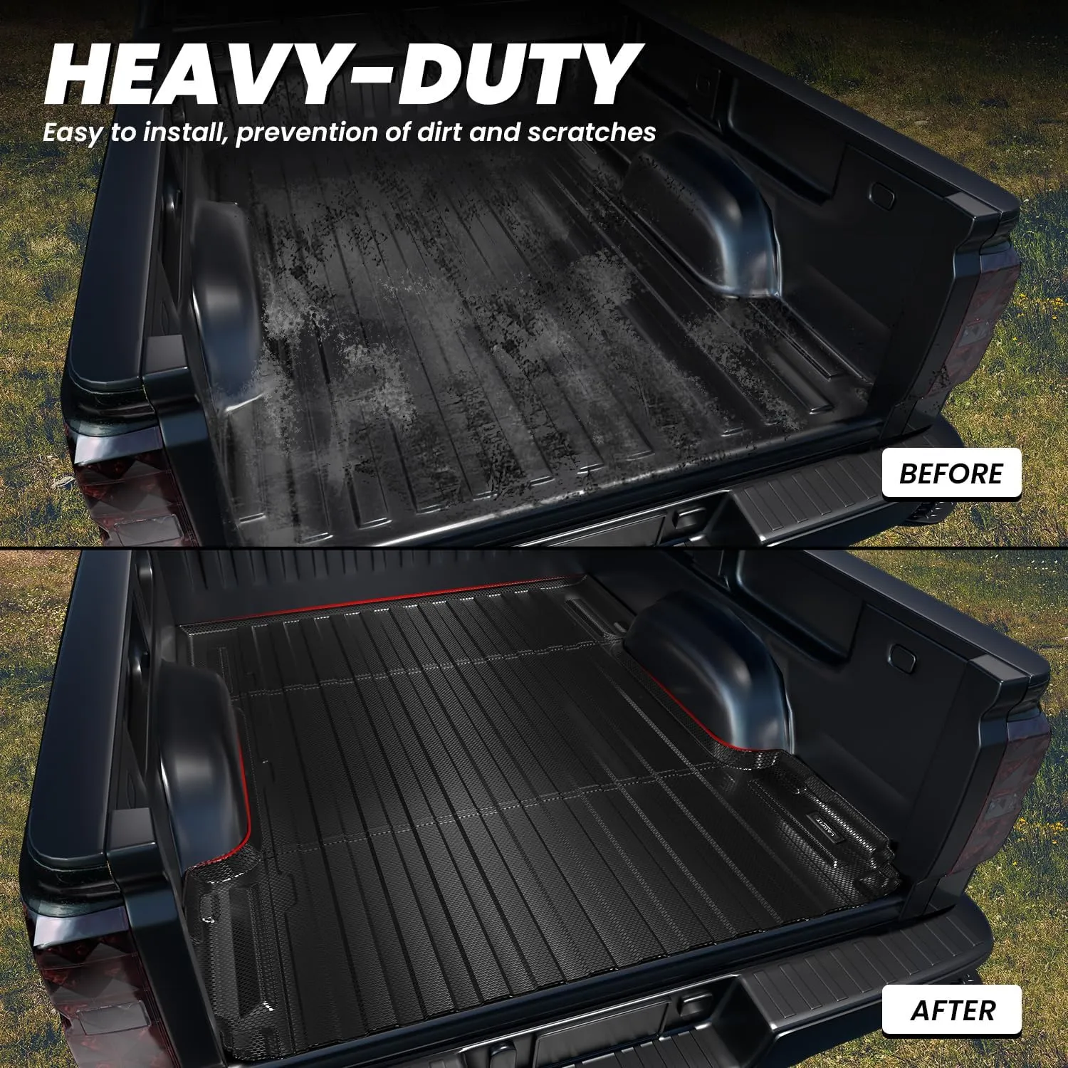 LASFIT Bed Mat (Fit 6.5FT, 78.8" Bed, Not Fit 5.8 FT/8.1FT Bed) for Chevrolet Silverado/GMC Sierra 1500 2007-2018 (2007 New Body Only) & SLV/SRA 2500HD 2007-2019 (2007 New Body Only)& 3500HD 2011-2019