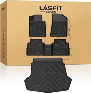 LASFIT Floor Mats & Cargo Mats for KIA Optima 2020 2019 2018 2017 2016 (Not Fit Hybrid/PHEV), All Weather TPE Custom Fit Floor Liners for KIA Optima 1st & 2nd Row Car Mats & Trunk Mats Full Set, Black
