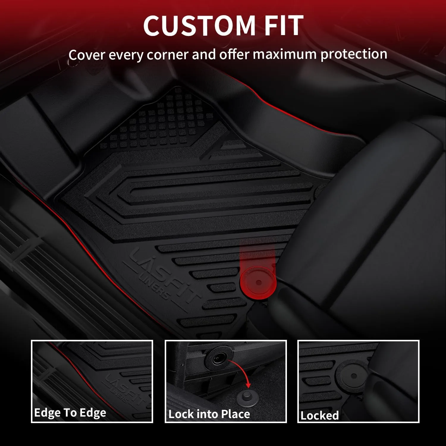 LASFIT Floor Mats & Cargo Mats for KIA Optima 2020 2019 2018 2017 2016 (Not Fit Hybrid/PHEV), All Weather TPE Custom Fit Floor Liners for KIA Optima 1st & 2nd Row Car Mats & Trunk Mats Full Set, Black