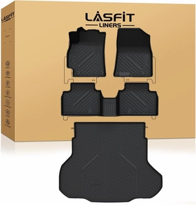 LASFIT Floor Mats & Cargo Mats for KIA K4 2025 All Weather TPE Custom Fit Floor Liner for Kia K4 for 1st & 2nd Row Full Set Car Mats and Trunk Mats, Black