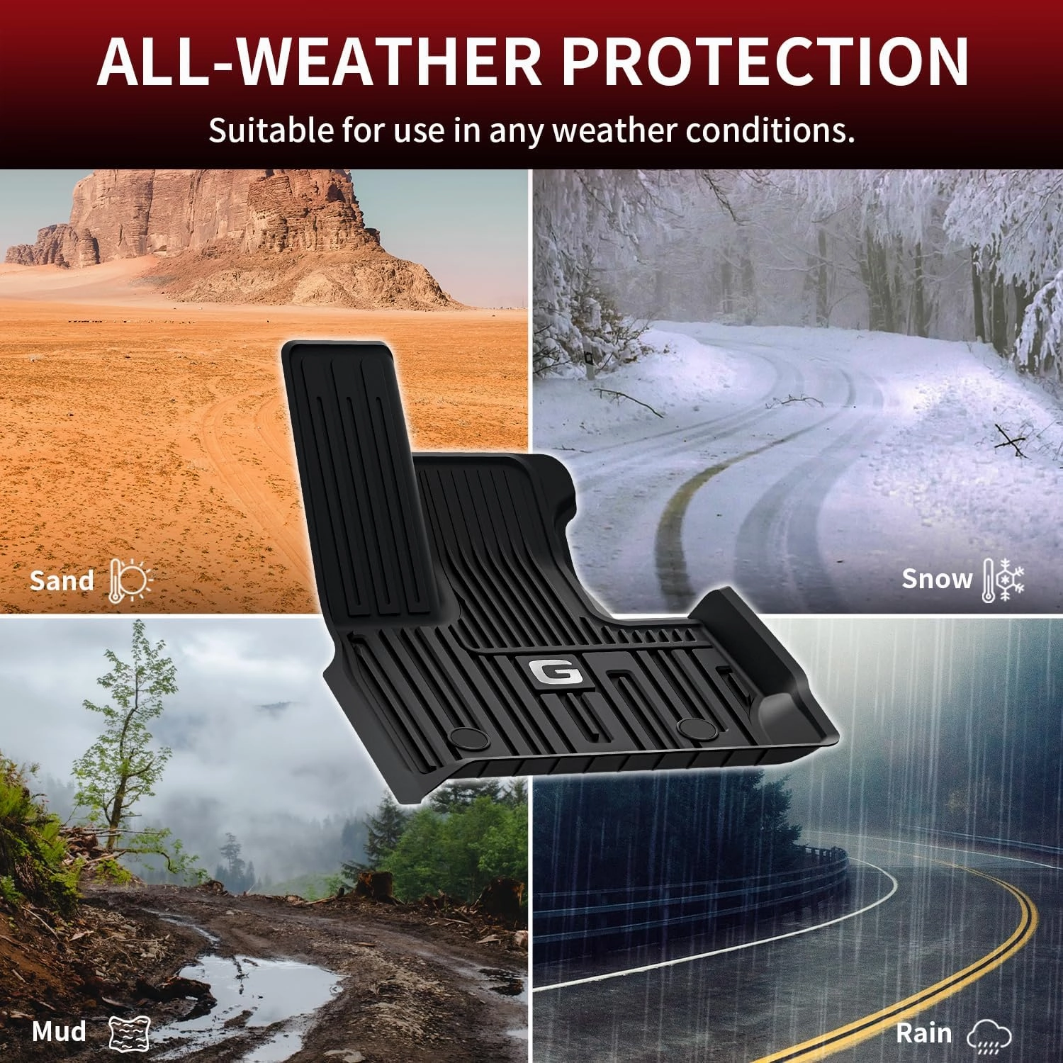 LASFIT Floor Mats & Trunk Mat for Mercedes Benz G Class 2025 2024 2023 2022-2019 G550/G580/G63 AMG SUV, All Weather TPE Custom Fit Car Liners,1st & 2nd Row Floor Mats & Cargo Liner,Black