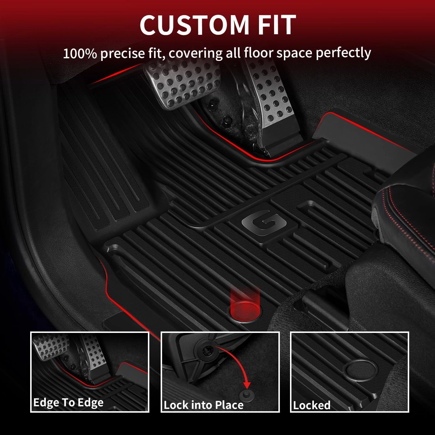 LASFIT Floor Mats & Trunk Mat for Mercedes Benz G Class 2025 2024 2023 2022-2019 G550/G580/G63 AMG SUV, All Weather TPE Custom Fit Car Liners,1st & 2nd Row Floor Mats & Cargo Liner,Black