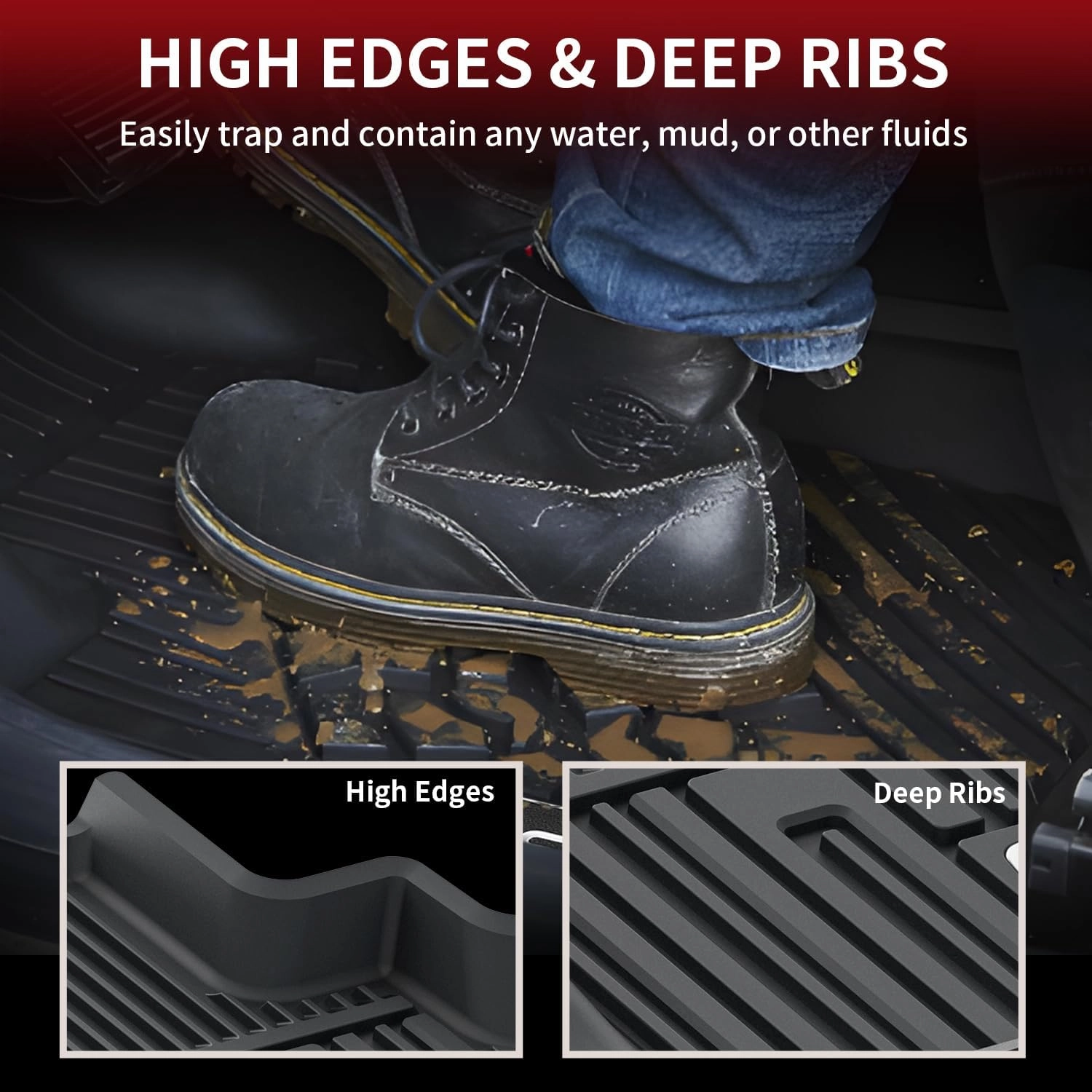 LASFIT Floor Mats & Trunk Mat for Mercedes Benz G Class 2025 2024 2023 2022-2019 G550/G580/G63 AMG SUV, All Weather TPE Custom Fit Car Liners,1st & 2nd Row Floor Mats & Cargo Liner,Black