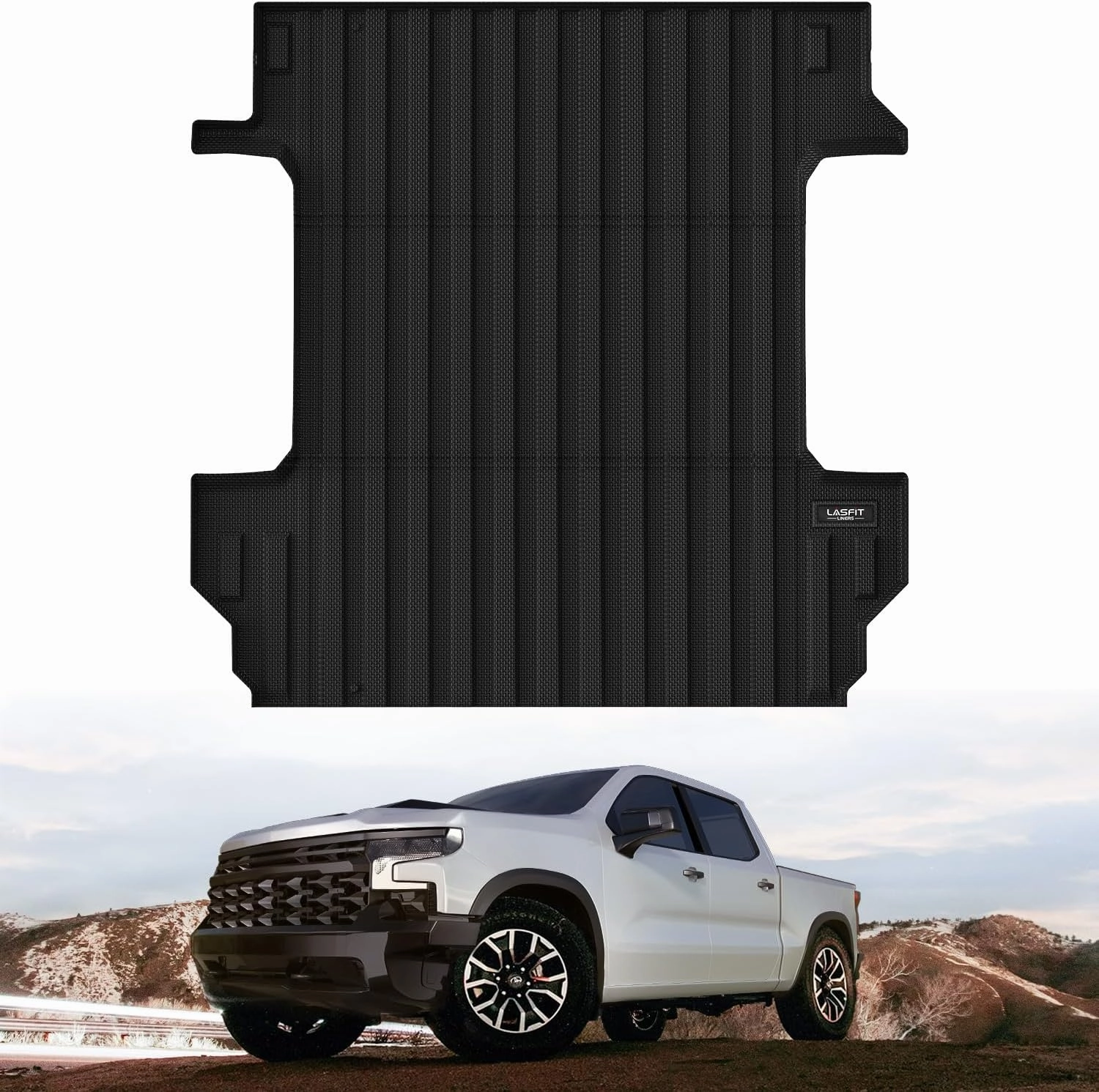 LASFIT Truck Bed Mat for Chevrolet Chevy Silverado | GMC Sierra 1500 (5.8FT, 69.92" Bed) 2019-2025 Car Bed Liner for Chevy Silverado GMC Sierra 1500 All Weather Protector TPE Bed Mat - 1PC Black
