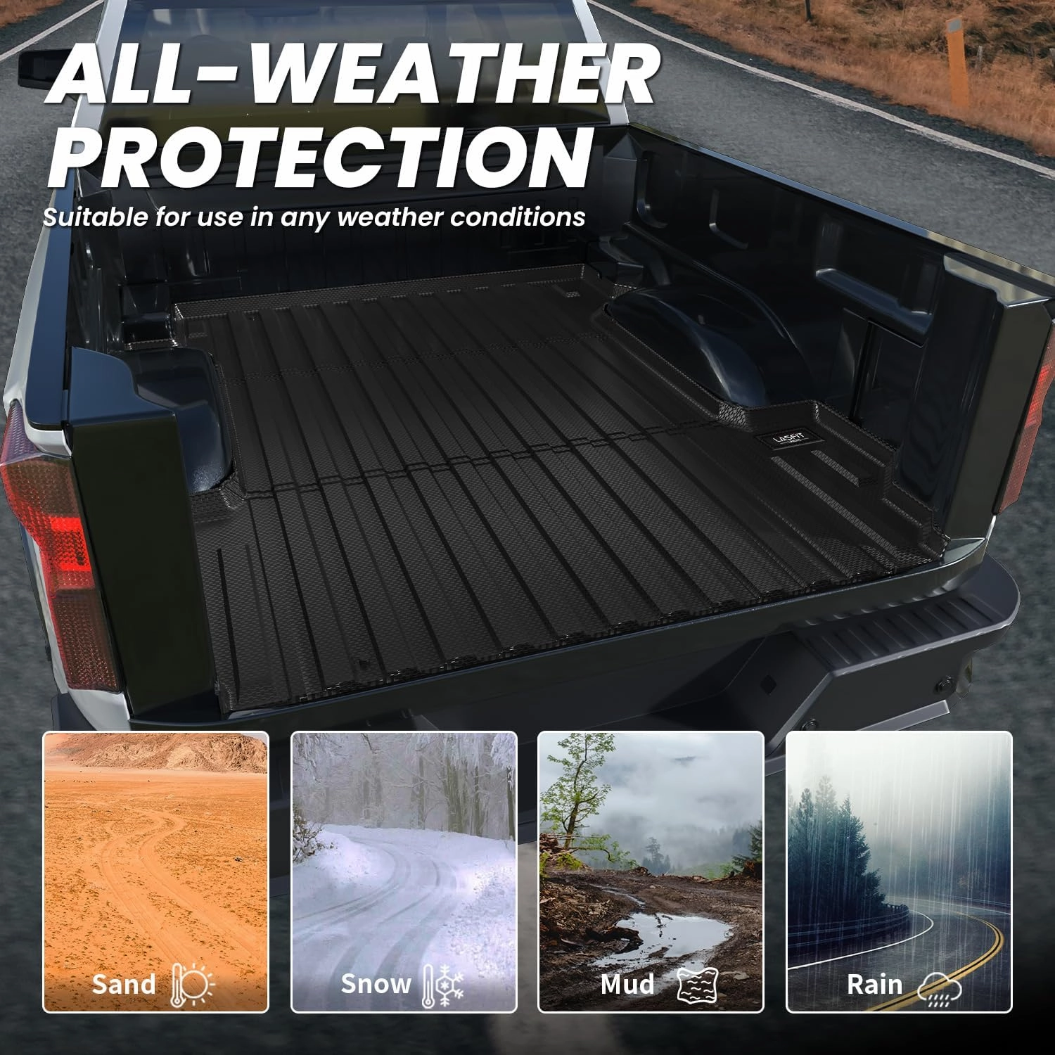 LASFIT Truck Bed Mat for Chevrolet Chevy Silverado | GMC Sierra 1500 (5.8FT, 69.92" Bed) 2019-2025 Car Bed Liner for Chevy Silverado GMC Sierra 1500 All Weather Protector TPE Bed Mat - 1PC Black