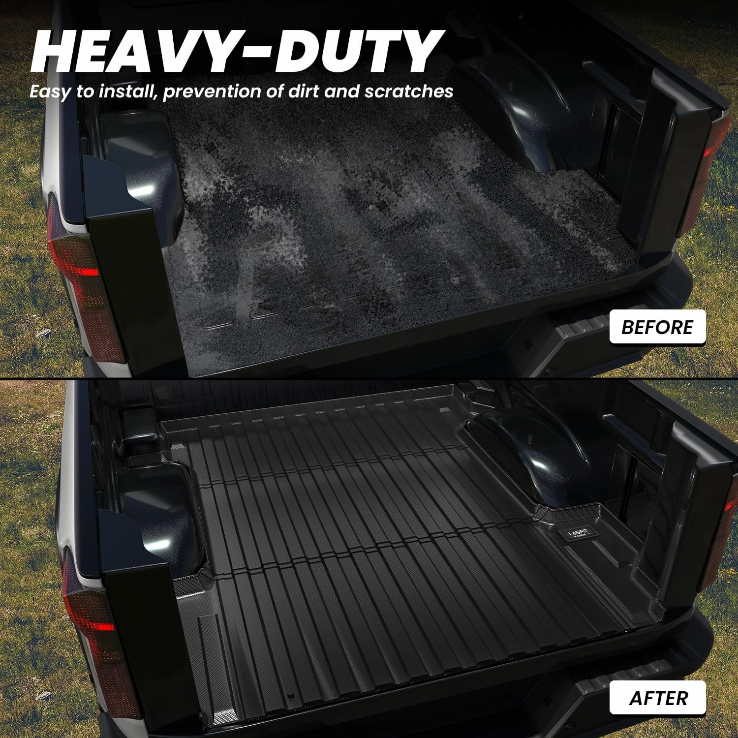 LASFIT Truck Bed Mat for Chevrolet Chevy Silverado | GMC Sierra 1500 (5.8FT, 69.92" Bed) 2019-2025 Car Bed Liner for Chevy Silverado GMC Sierra 1500 All Weather Protector TPE Bed Mat - 1PC Black
