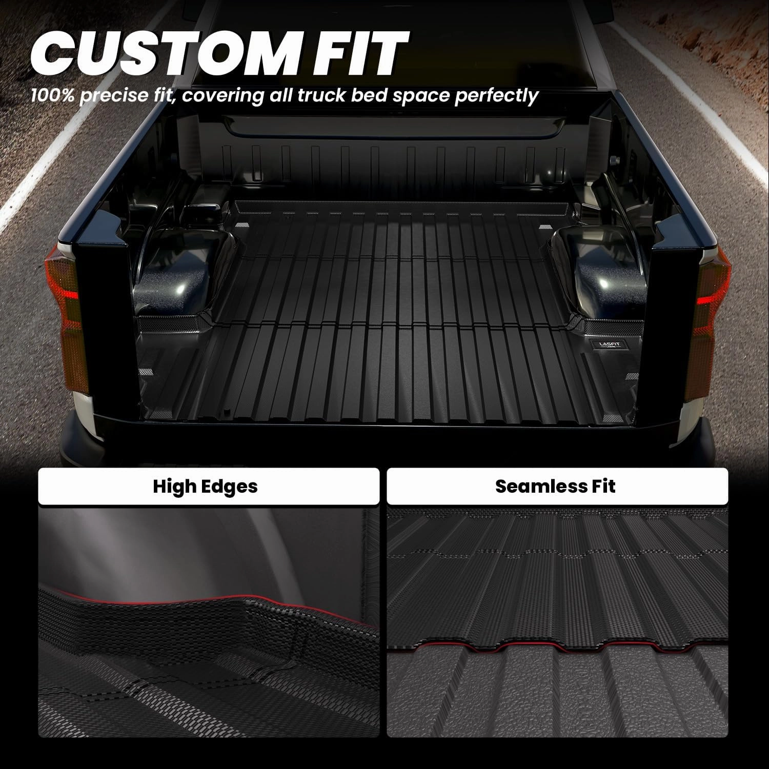 LASFIT Truck Bed Mat for Chevrolet Chevy Silverado | GMC Sierra 1500 (5.8FT, 69.92" Bed) 2019-2025 Car Bed Liner for Chevy Silverado GMC Sierra 1500 All Weather Protector TPE Bed Mat - 1PC Black