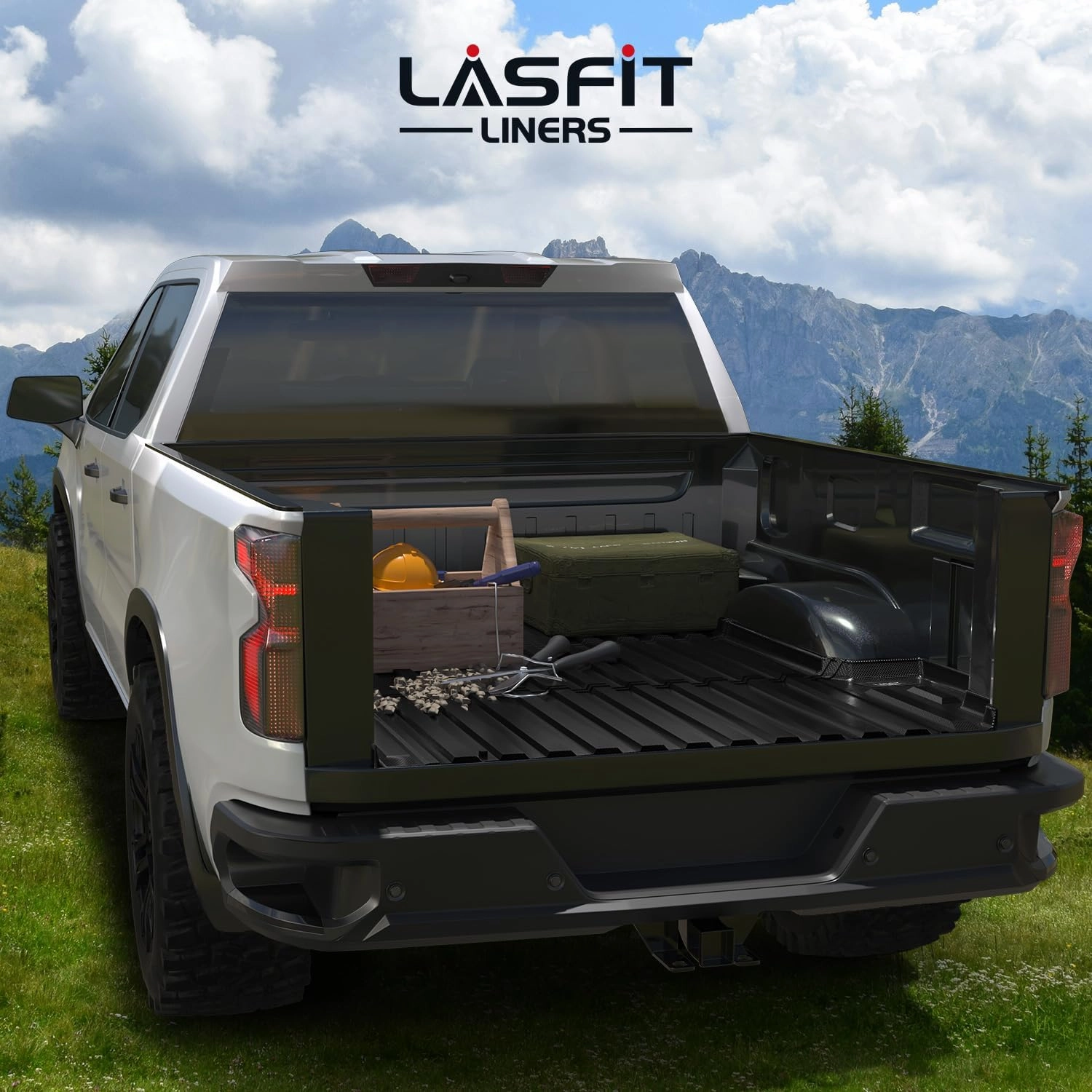 LASFIT Truck Bed Mat for Chevrolet Chevy Silverado | GMC Sierra 1500 (5.8FT, 69.92" Bed) 2019-2025 Car Bed Liner for Chevy Silverado GMC Sierra 1500 All Weather Protector TPE Bed Mat - 1PC Black