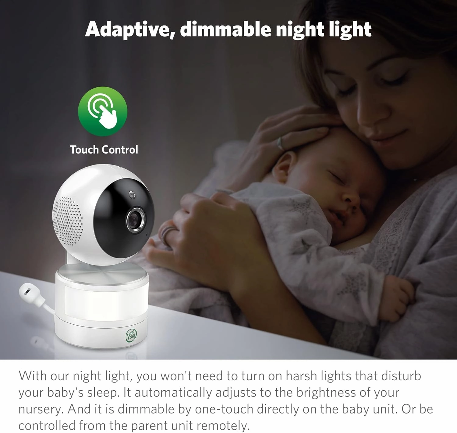 LeapFrog LF915HD Baby Monitor, 5” 720p Screen, 360° Pan & Tilt with 8X Zoom Camera, Color Night Vision, Night Light, Two-Way Intercom, Secure Transmission No WiFi