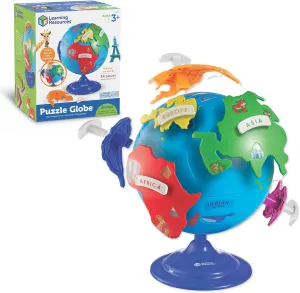 Learning Resources Puzzle Globe - 14 Pieces, Ages 3  Preschool Learning Toys for Boys and Girls, Earth Globe for Kids