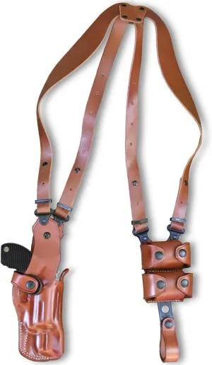 Leather Vertical Shoulder Holster System with Double Speed Loader, Rugerr GP100 357 Mag 6 Shot Revolver 2.50" Barrel, Right Hand Draw, Brown Color #1515#