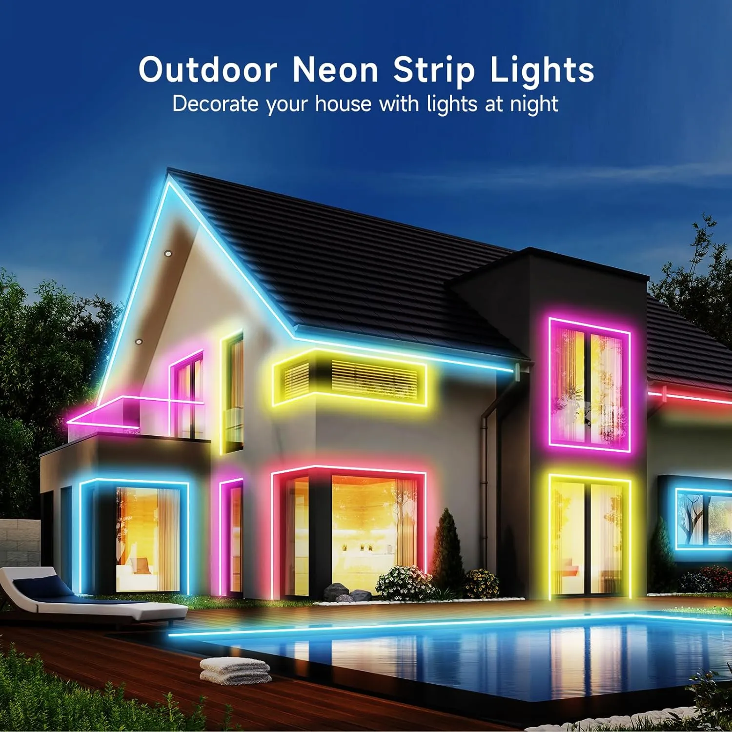 LED Neon Rope Lights, 32.8ft RGB LED Light Strip, 24V Music Sync App/Remote Control DIY Rope Light, IP67 Waterproof Gaming LED Neon Strip Lights for Bedroom Indoor Oudoor Décor