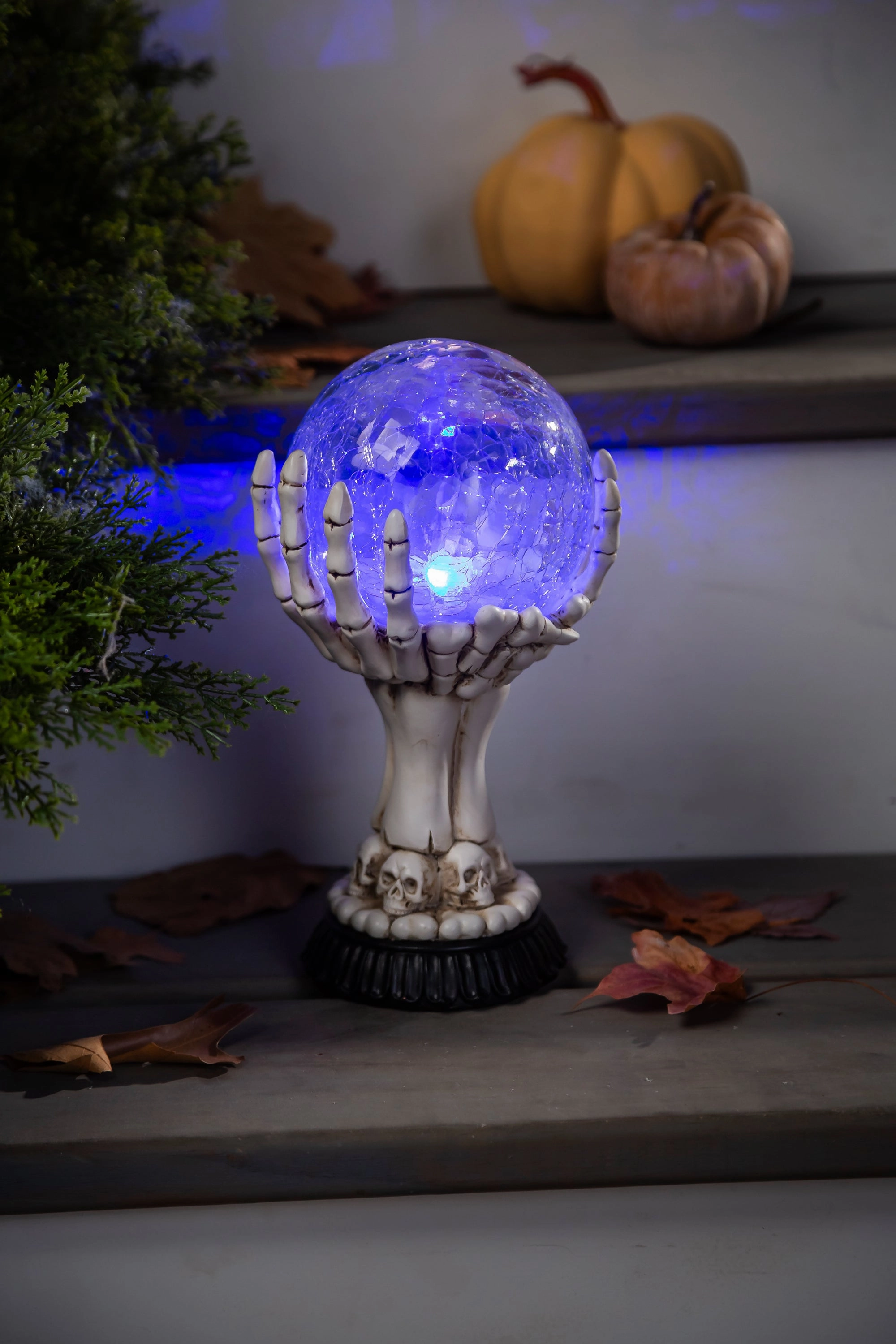 LED Skull Hand Globe Statuary