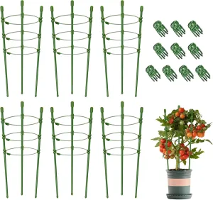 Legigo 6 Packs 18inch Plant Support Cages with 3 Adjustable Support Rings- Small Tomato Cage for Pots Plant Holder for Home Garden Balcony for Orchids, Tomato, Vegetables, Flowers, Climbing Plants