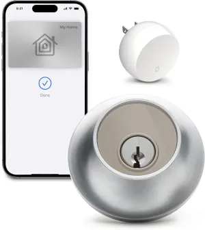 Level Lock  WiFi Deadbolt Smart Lock - World's Smallest Smart Lock Plus Apple Home Key - Lock/Unlock Anywhere - Level App for iOS & Android - Works with Apple Home, Alexa, GoogleHome (Satin Chrome)
