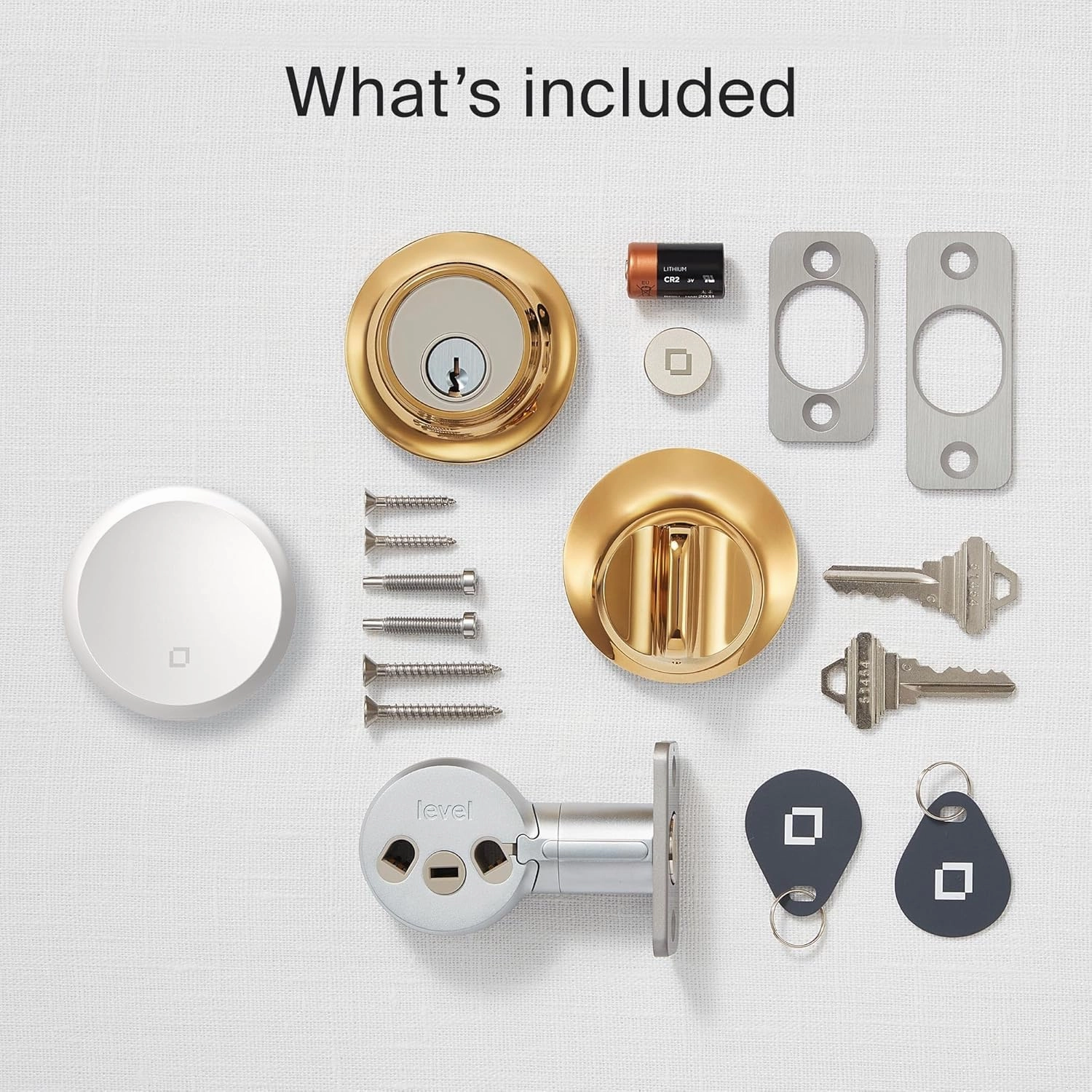 Level Lock  WiFi Deadbolt Smart Lock - World's Smallest Smart Lock Plus Apple Home Key - Lock/Unlock Anywhere - Level App for iOS & Android - Works with Apple Home, Alexa, GoogleHome (Polished Brass)