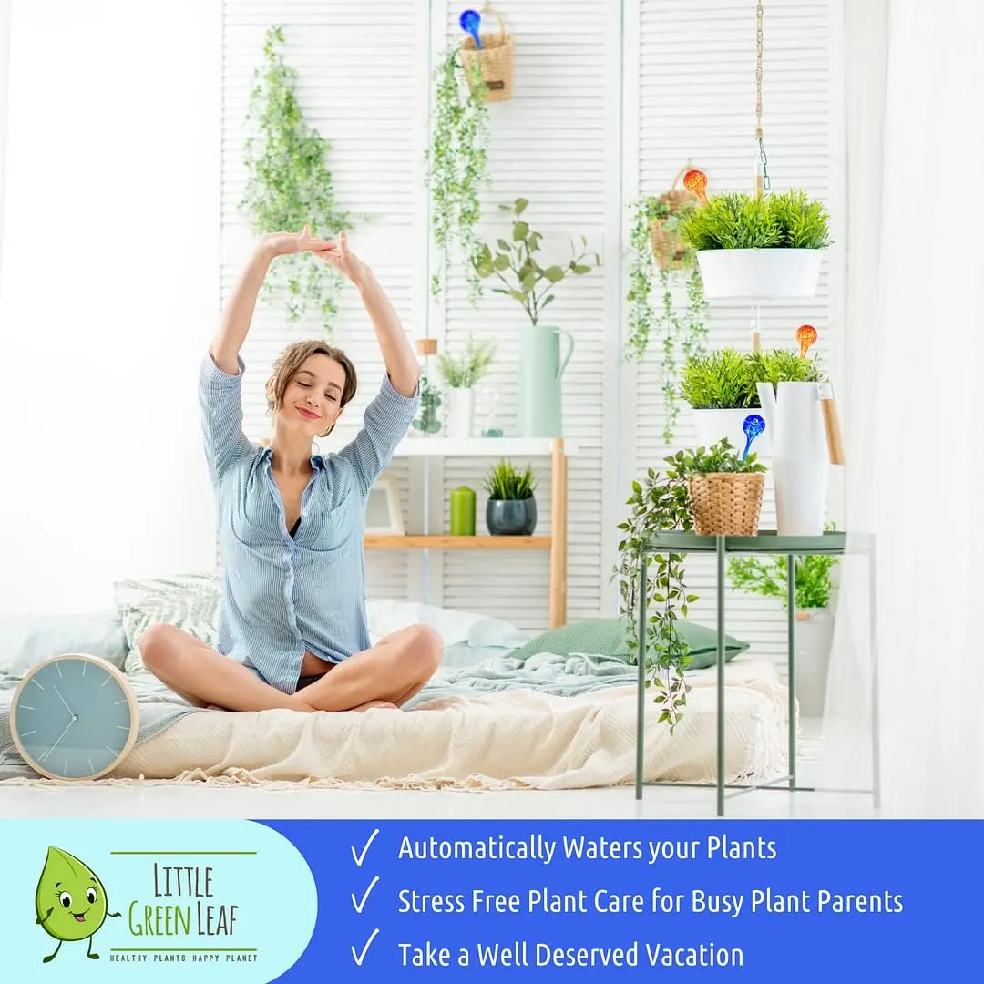 LGL Plant Watering Globes - Automatic Self Watering Globes. Decorative Self Watering Planter Inserts Made From Hand-Blown Durable Glass. Self Watering Spikes to Support Plant Health. 4 Pack, Jumbo.