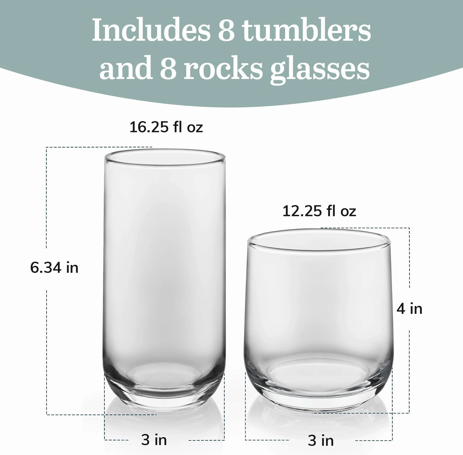 Libbey Ascent 16-Piece Tumbler and Rocks Glass Set