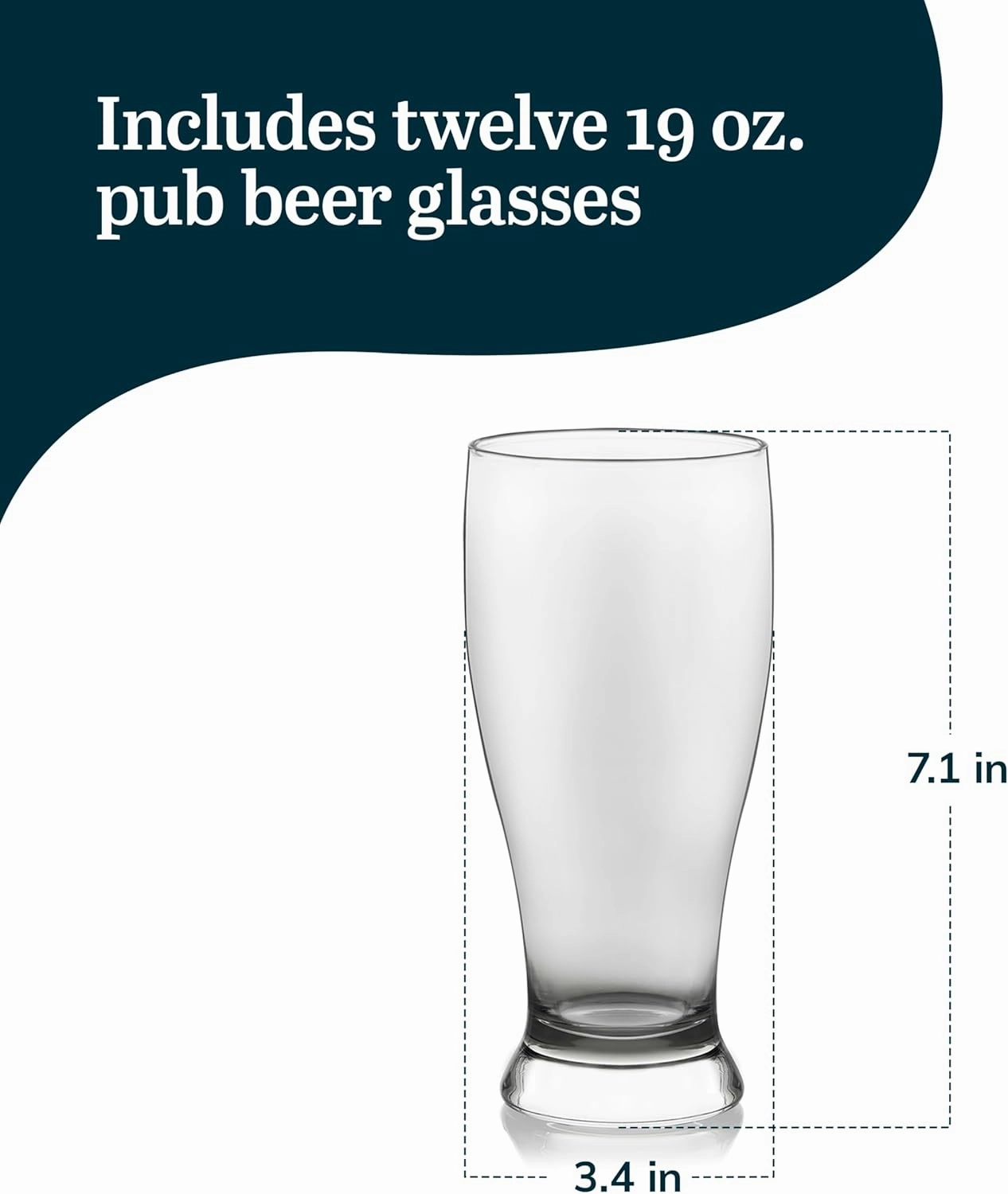 Libbey Classic Pub Beer Glasses Party Pack, Stackable, Modern Bar Glassware Set of 12, Large All Purpose Pint Beer Glasses for Stouts, Ales and More