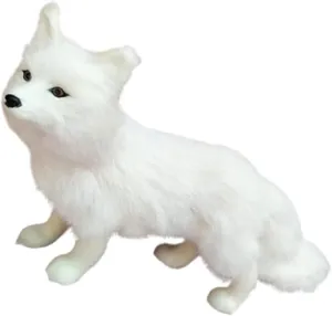 LIFKOME White Fox Plush Arctic Fox Stuffed Animal Plush Faux Fur Fox Doll Toy for Winter Home Garden Kids Nursery Room Decoration
