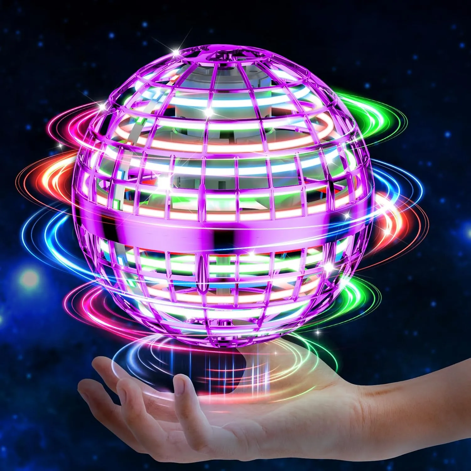 Light Purple Flying Orb Ball Toy, Cosmic Globe Boomerang Hover Ball Galactic Fidget Spinner, Cool Toys Gift for 6 7 8 9 10  Year Old Boys Girls Teens Outdoor Toys