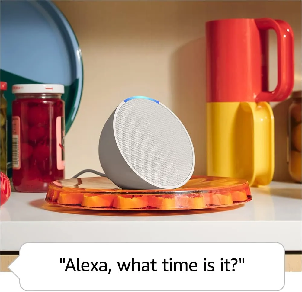 Like-New Amazon Echo Pop (newest model), Our smallest Alexa speaker, Fits in any room, Lavender Bloom