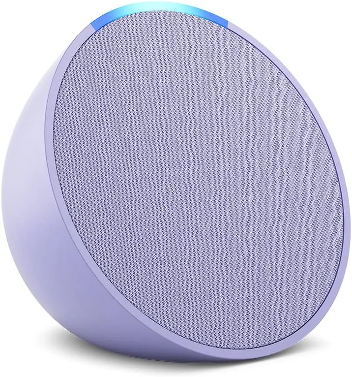Like-New Amazon Echo Pop (newest model), Our smallest Alexa speaker, Fits in any room, Lavender Bloom