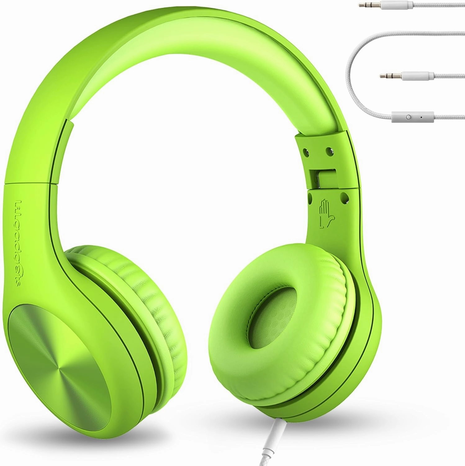 LilGadgets Connect  Pro Wired Kids Headphones for School w/Microphone, Volume Limiting & Noise Reduction Over-Ear Headset w/Cord, SharePort Technology & SoftTouch Padding, Green Headphones for Kids