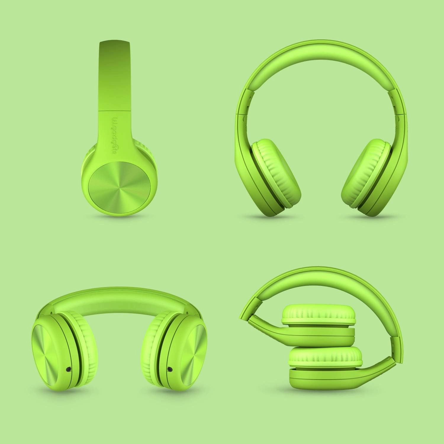 LilGadgets Connect  Pro Wired Kids Headphones for School w/Microphone, Volume Limiting & Noise Reduction Over-Ear Headset w/Cord, SharePort Technology & SoftTouch Padding, Green Headphones for Kids