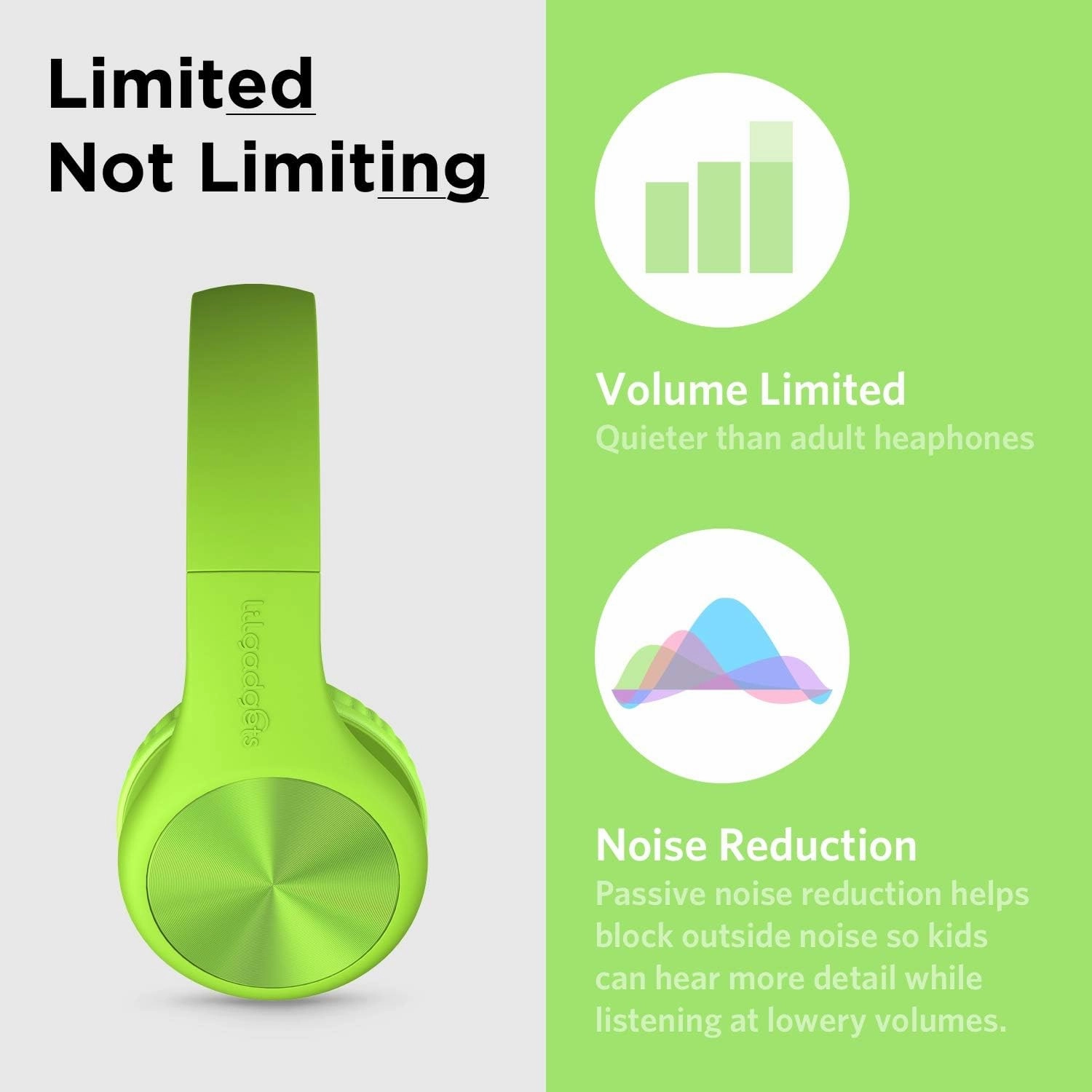 LilGadgets Connect  Pro Wired Kids Headphones for School w/Microphone, Volume Limiting & Noise Reduction Over-Ear Headset w/Cord, SharePort Technology & SoftTouch Padding, Green Headphones for Kids