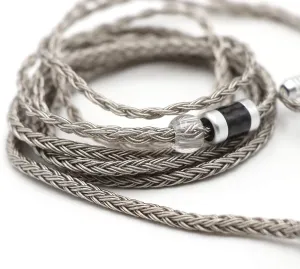 Linsoul Tripowin Zonie IEM Cable, 16 Core Silver Plated Earphone Upgraded Cords, 1.25m SPC in Ear Monitor Cable for 7hz Zero:2 Orchestra Lite Cadenza Hype4 Supermix4(2pin 0.78mm, 3.5mm)(Grey)