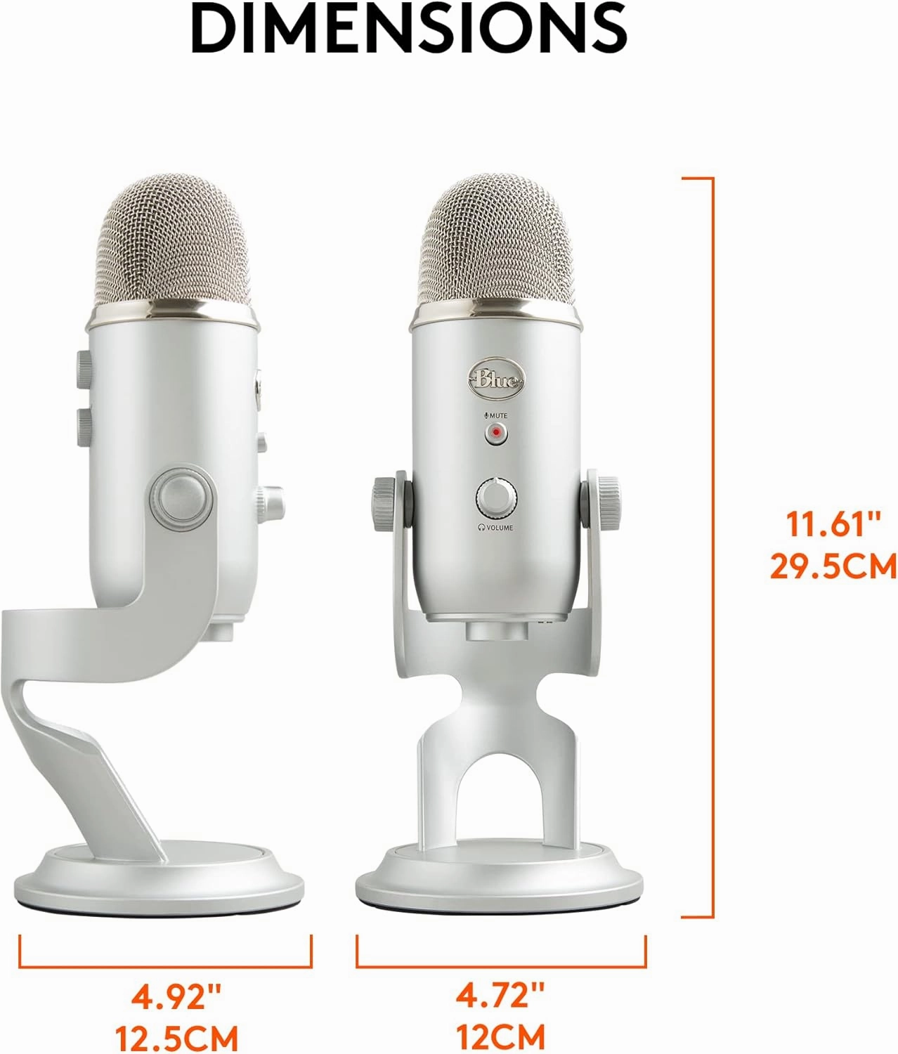 Logitech for Creators Blue Yeti USB Microphone for Gaming, Streaming, Podcasting, Twitch, YouTube, Discord, Recording for PC and Mac, 4 Polar Patterns, Studio Quality Sound, Plug & Play-Silver