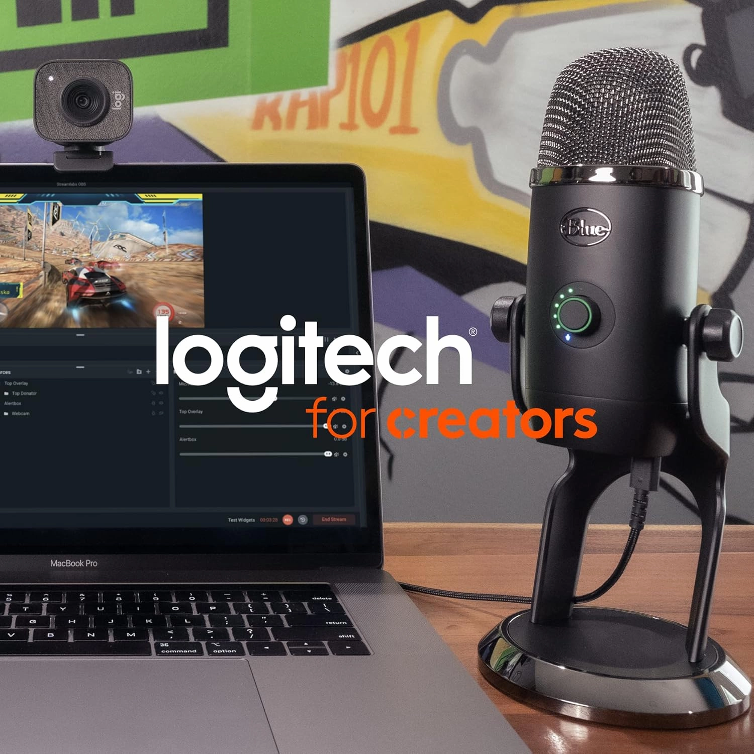 Logitech for Creators Blue Yeti USB Microphone for Gaming, Streaming, Podcasting, Twitch, YouTube, Discord, Recording for PC and Mac, 4 Polar Patterns, Studio Quality Sound, Plug & Play-Silver