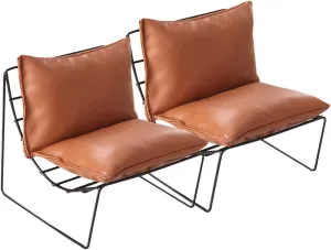 LOGOFUN 2 Pcs Dollhouse Miniature Furniture Mini Sofa Chair Model Micro Landscape Back Chair Doll House Accessory (Light Brown) - 4.2 * 4.2 * 4.1 inch